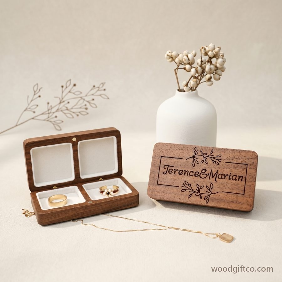 Walnut display tray with velvet slots