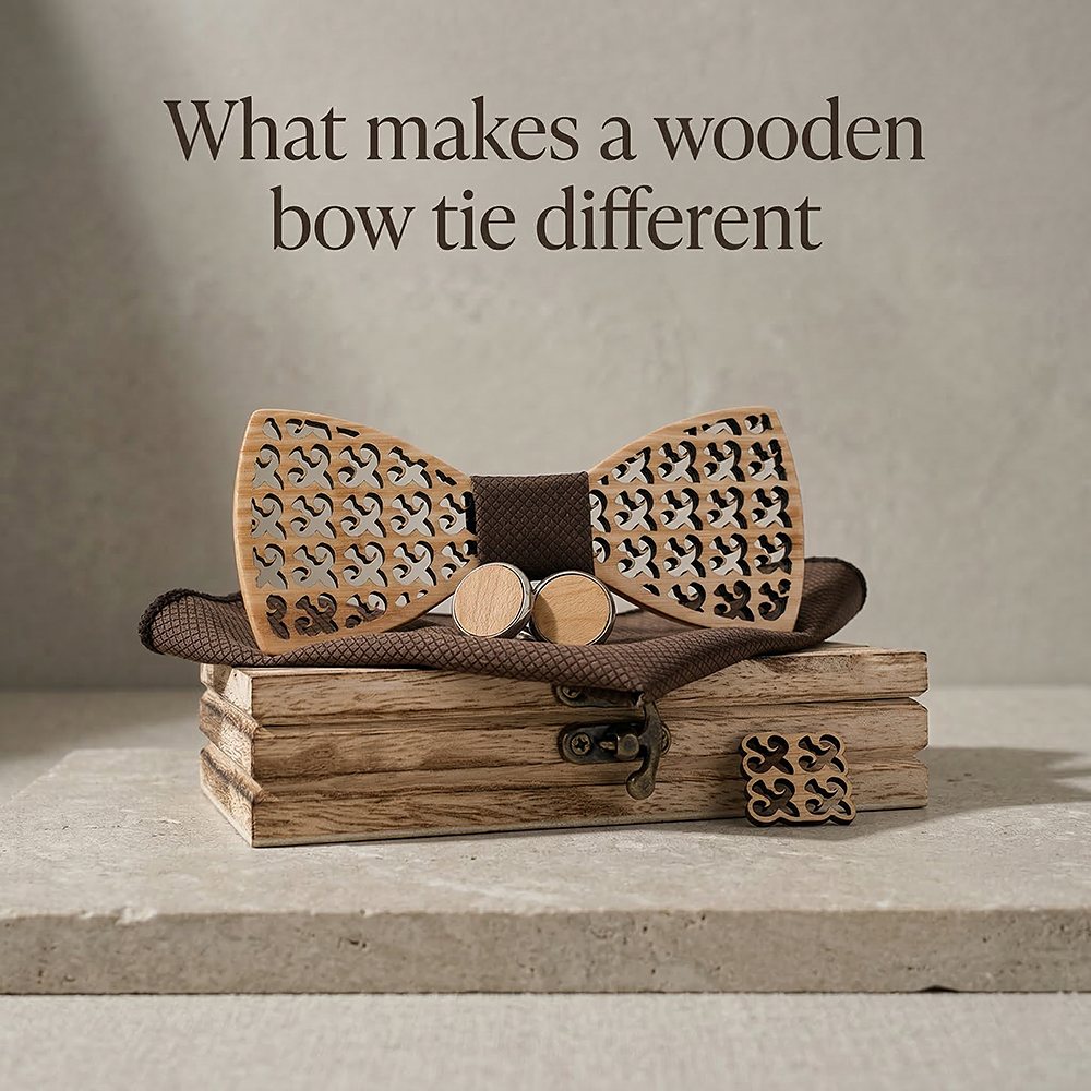 M401 M401  Fleur-de-lis Cutout Bow Tie Set, Maple — view 7