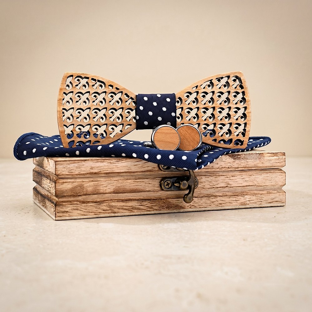 M401 M401  Fleur-de-lis Cutout Bow Tie Set, Maple — colour C1