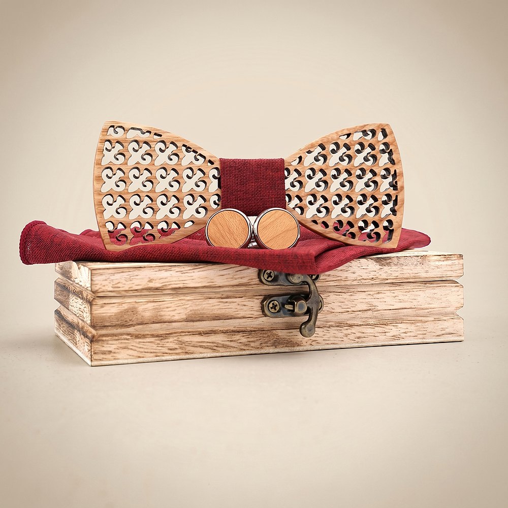 M401 M401  Fleur-de-lis Cutout Bow Tie Set, Maple — colour C3