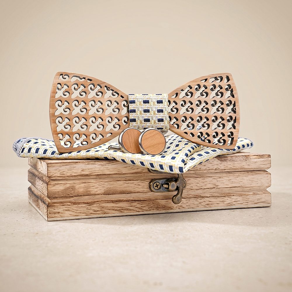 M401 M401  Fleur-de-lis Cutout Bow Tie Set, Maple — colour C4