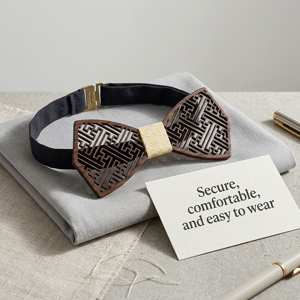 M402 M402  Maze Lattice Cutout Bow Tie Set, Walnut — view 2