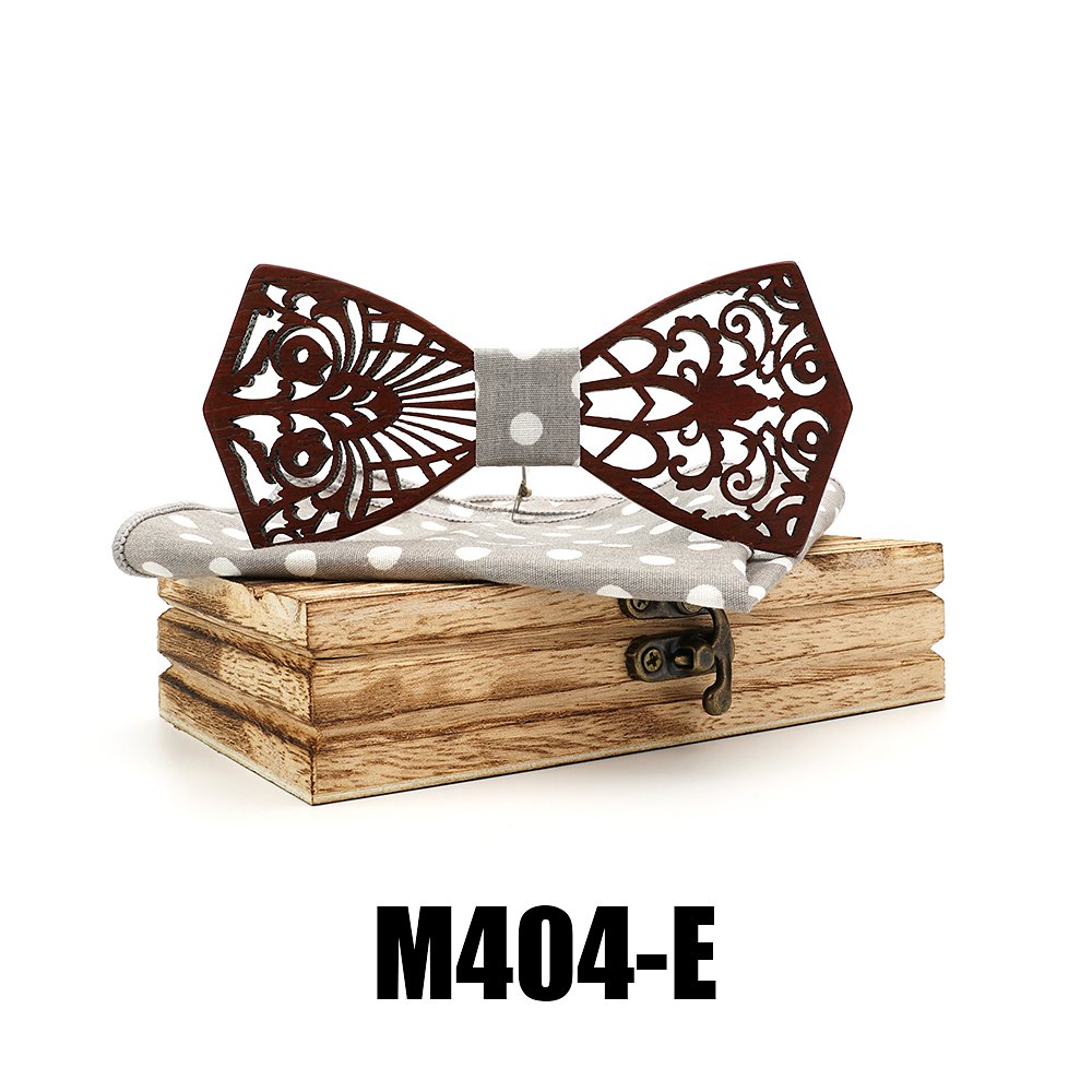 M404 M404  Floral Scroll Cutout Bow Tie Set, Walnut — view 5