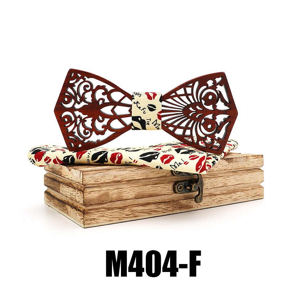 M404 M404  Floral Scroll Cutout Bow Tie Set, Walnut — view 6