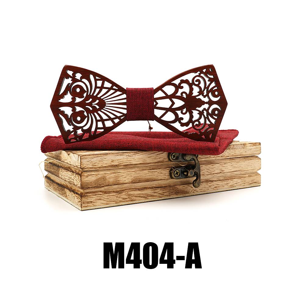 M404 M404  Floral Scroll Cutout Bow Tie Set, Walnut — colour A