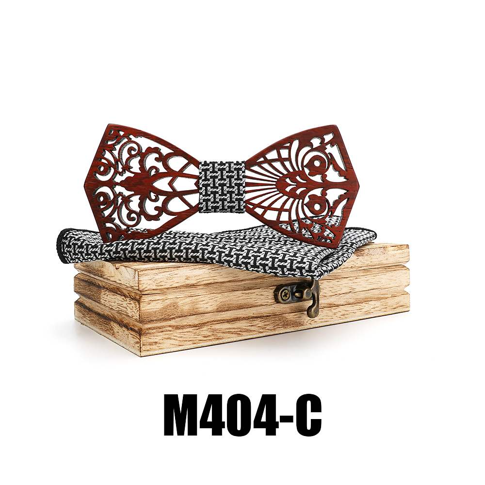 M404 M404  Floral Scroll Cutout Bow Tie Set, Walnut — colour C