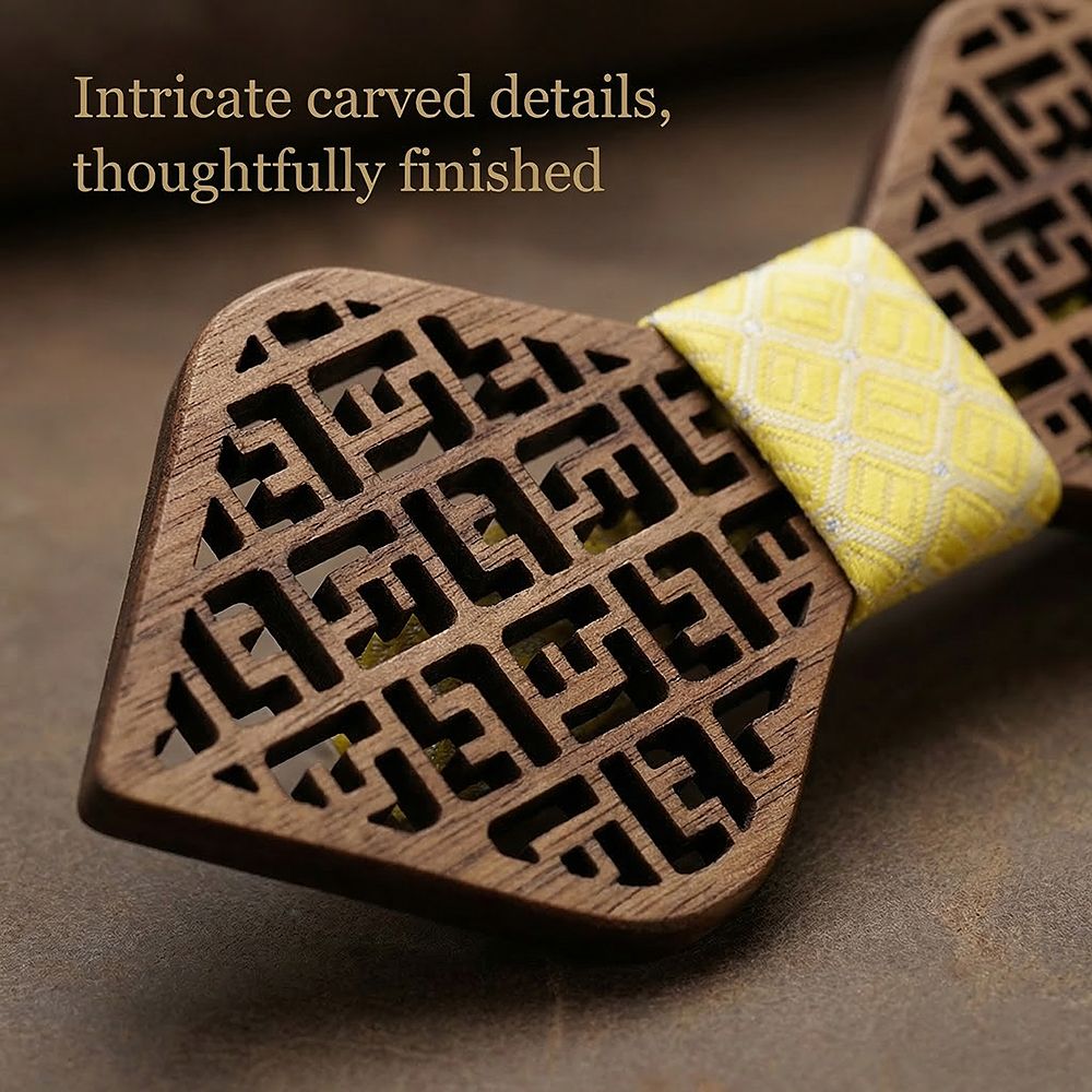 M405 M405  Greek Key Cutout Bow Tie Set, Walnut — view 2