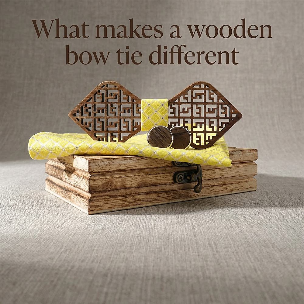 M405 M405  Greek Key Cutout Bow Tie Set, Walnut — view 8