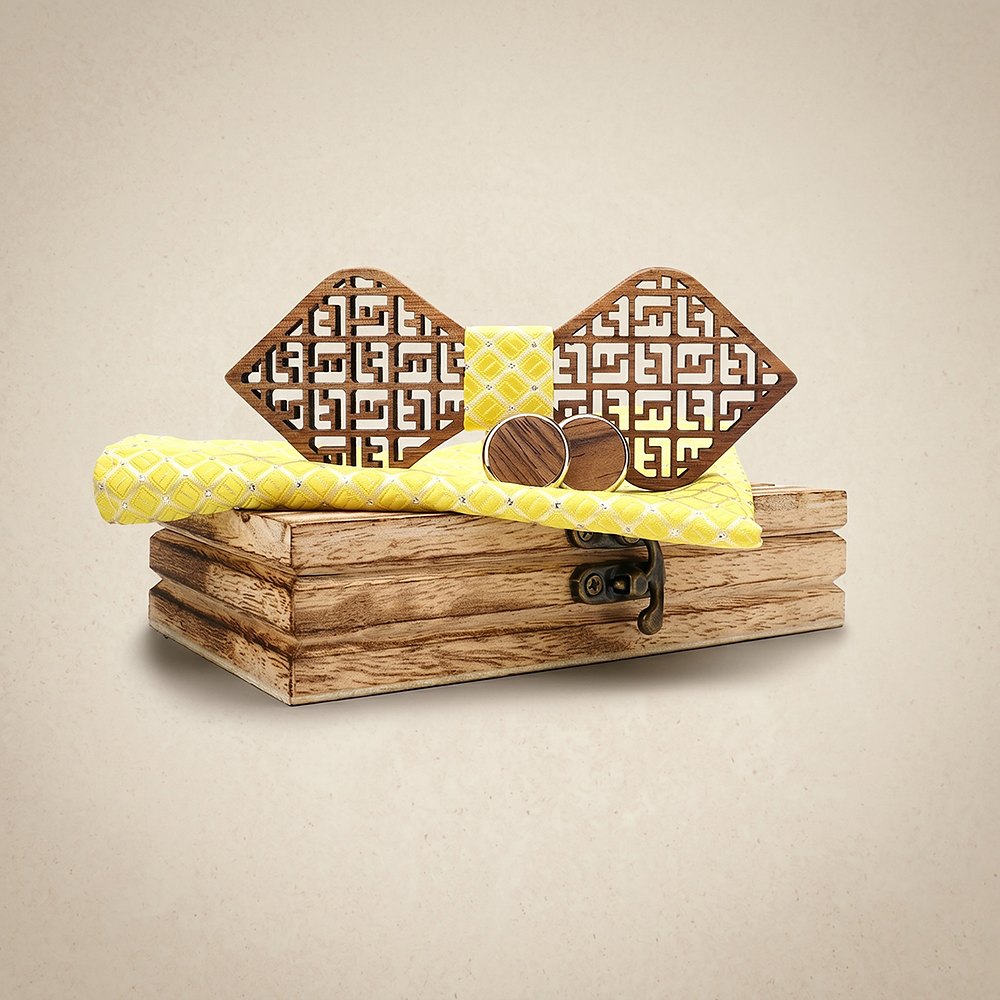 M405 M405  Greek Key Cutout Bow Tie Set, Walnut — colour C6