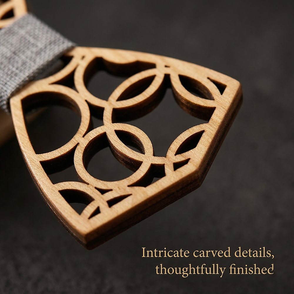 M407 M407  Geometric Circle Cutout Bow Tie Set, Walnut — view 2