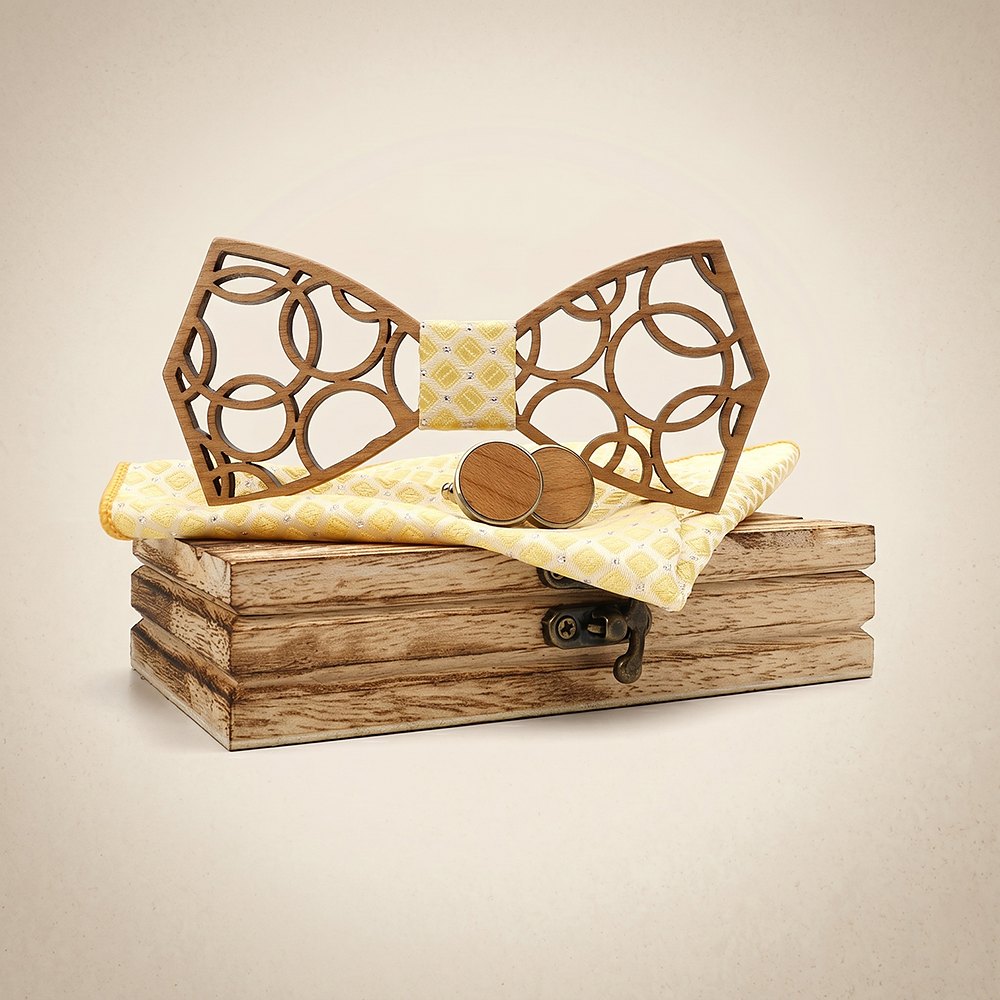 M407 M407  Geometric Circle Cutout Bow Tie Set, Walnut — colour C5