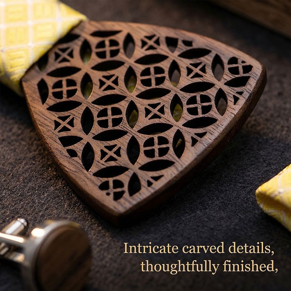 M408 M408  Diamond Lattice Cutout Bow Tie Set, Walnut — view 2