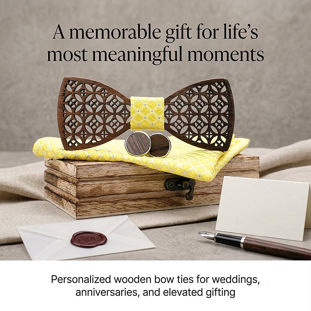 M408 M408  Diamond Lattice Cutout Bow Tie Set, Walnut — view 5