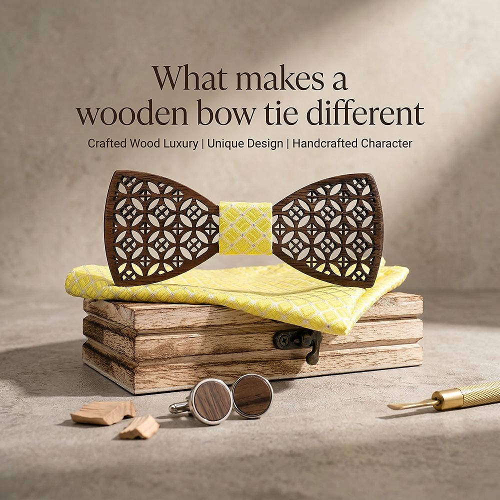 M408 M408  Diamond Lattice Cutout Bow Tie Set, Walnut — view 8