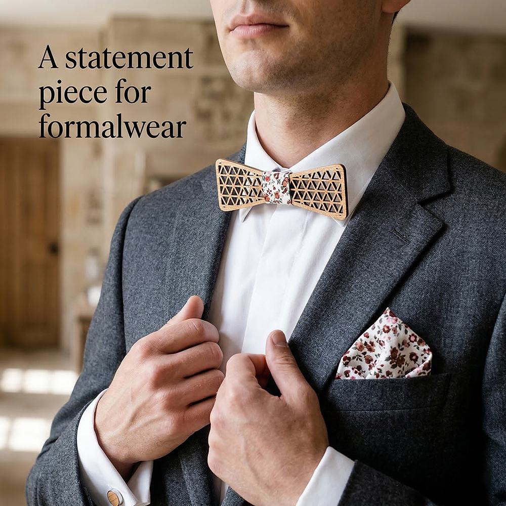 M409 M409  Triangle Geometric Cutout Bow Tie Set, Maple — view 2