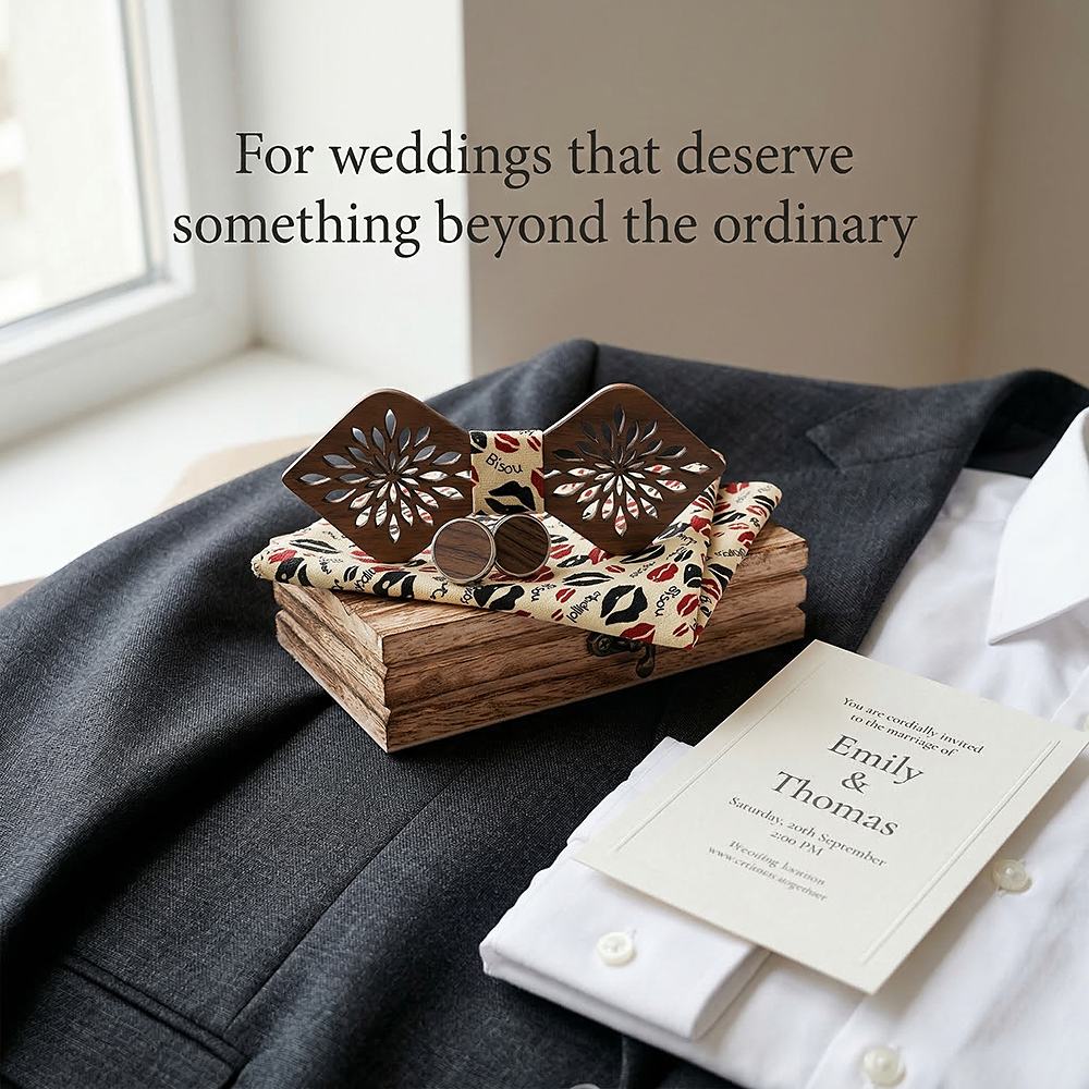 M410 M410  Sunflower Cutout Bow Tie Set, Walnut — view 10