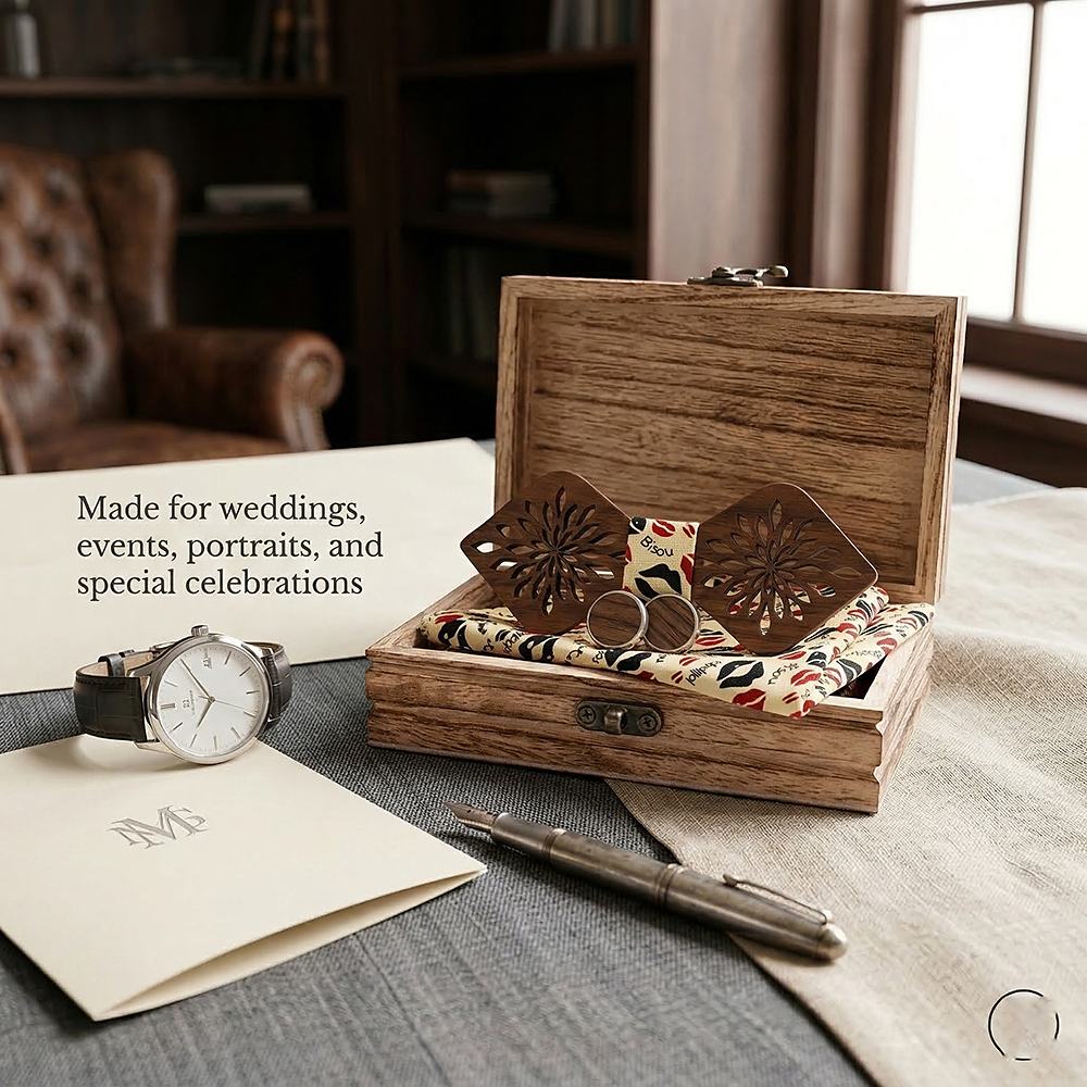 M410 M410  Sunflower Cutout Bow Tie Set, Walnut — view 3