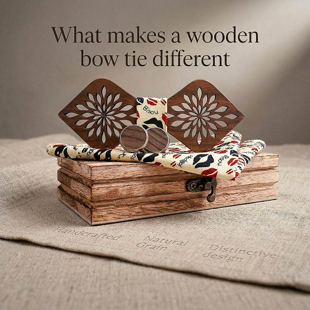 M410 M410  Sunflower Cutout Bow Tie Set, Walnut — view 8