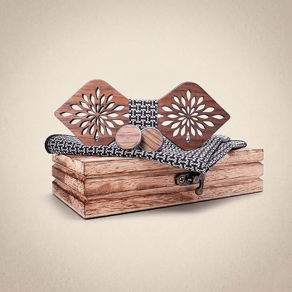 M410 M410  Sunflower Cutout Bow Tie Set, Walnut — colour C5
