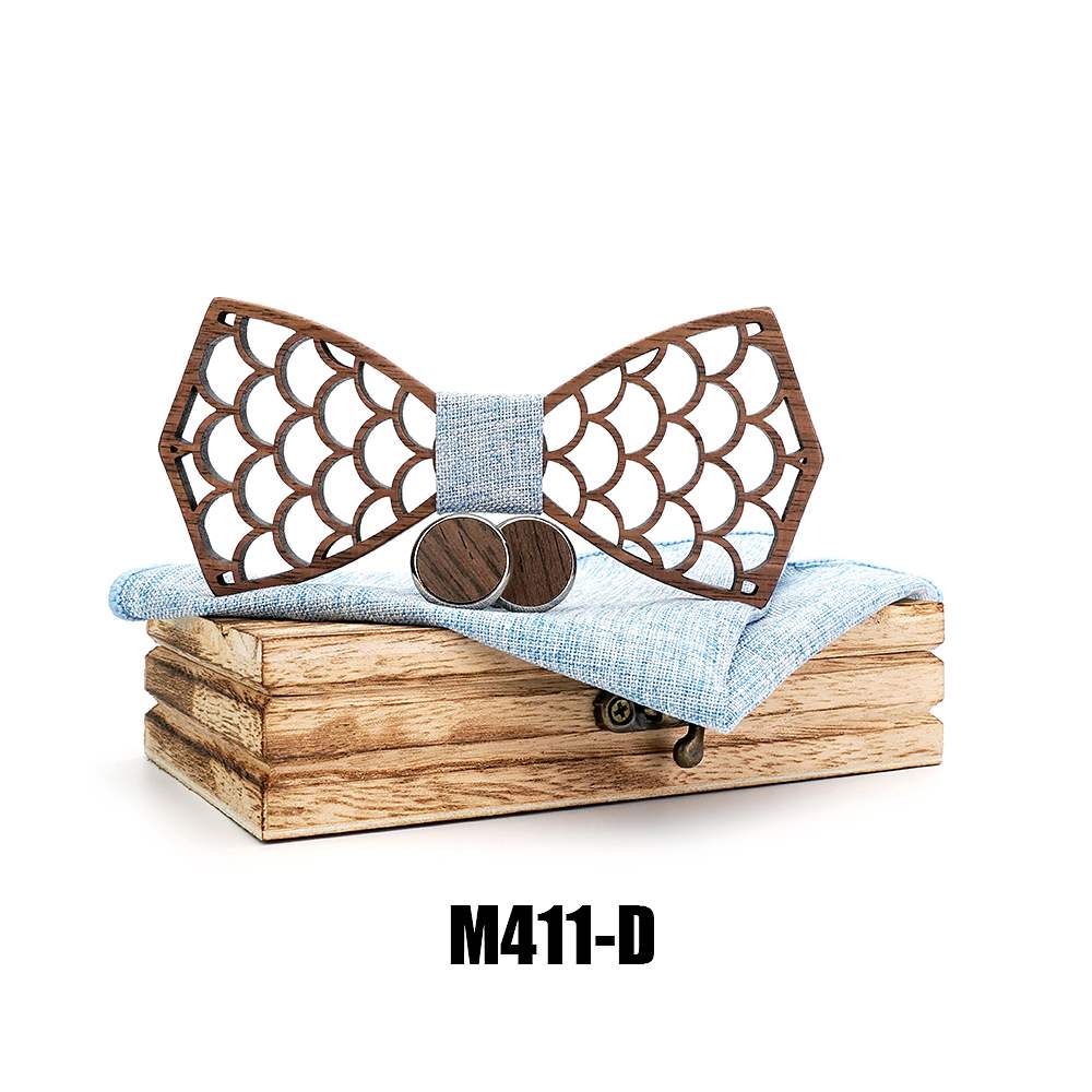 M411 M411  Wave Scale Cutout Bow Tie Set, Walnut — colour D