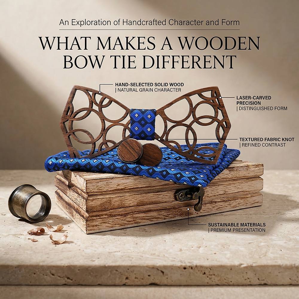 M412 M412  Interlocking Circle Cutout Bow Tie Set, Walnut — view 6