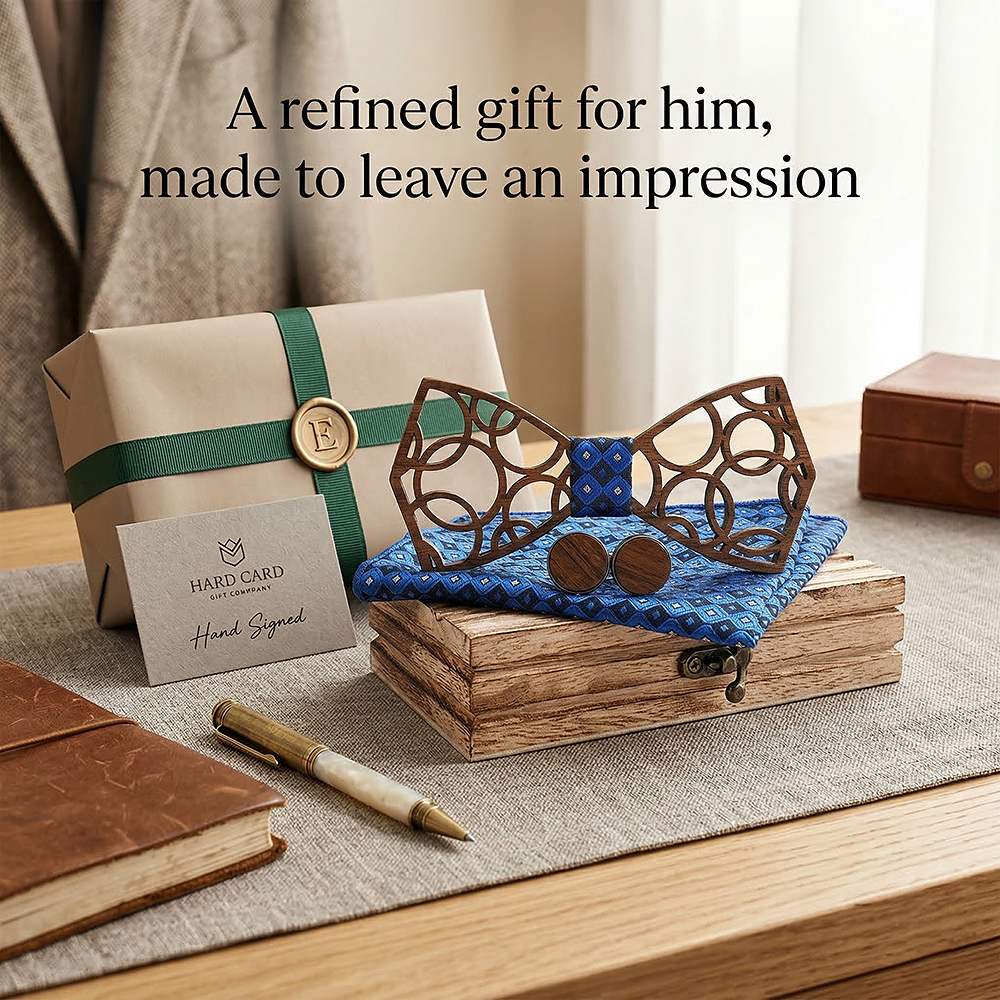 M412 M412  Interlocking Circle Cutout Bow Tie Set, Walnut — view 7