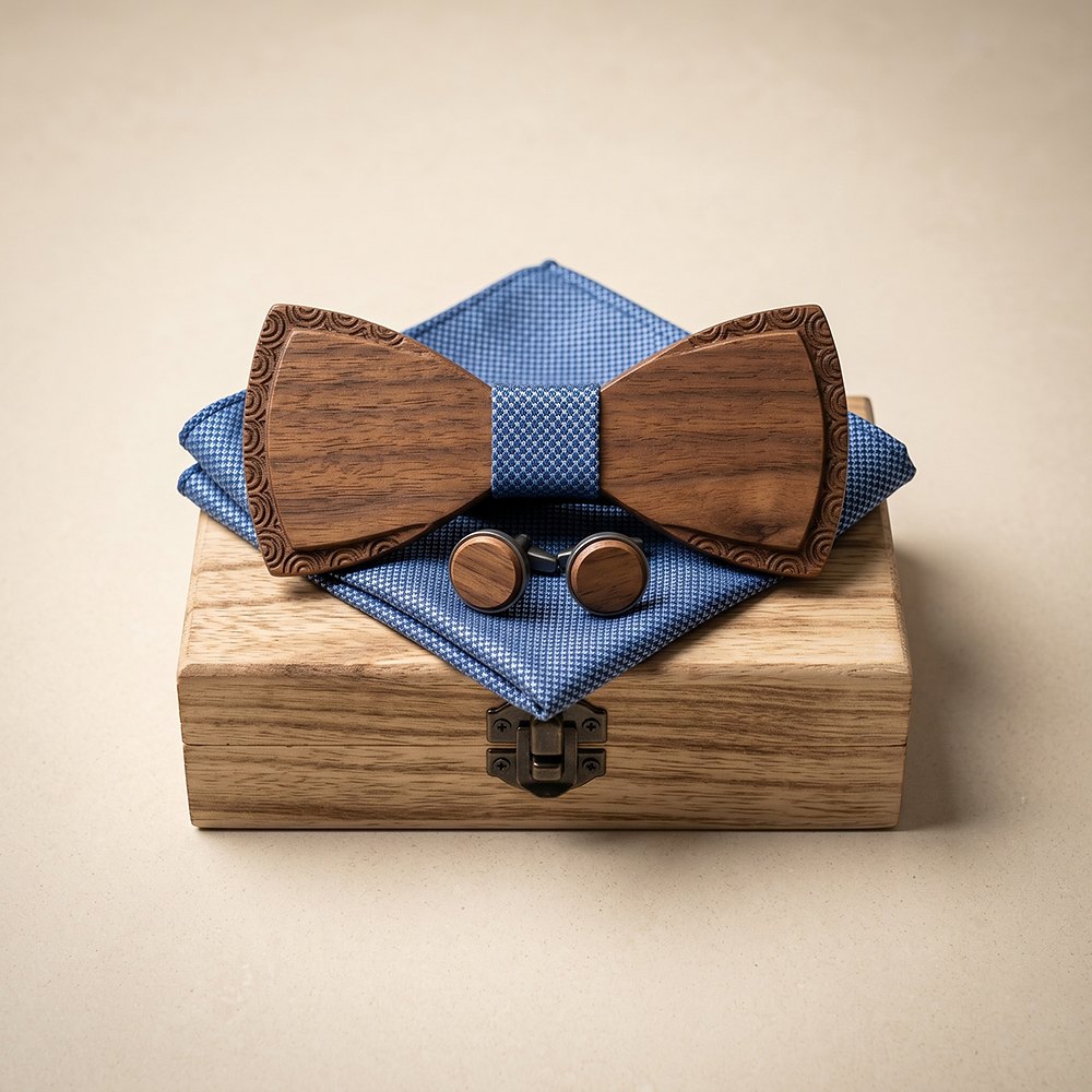 M412 M412  Interlocking Circle Cutout Bow Tie Set, Walnut — colour C6