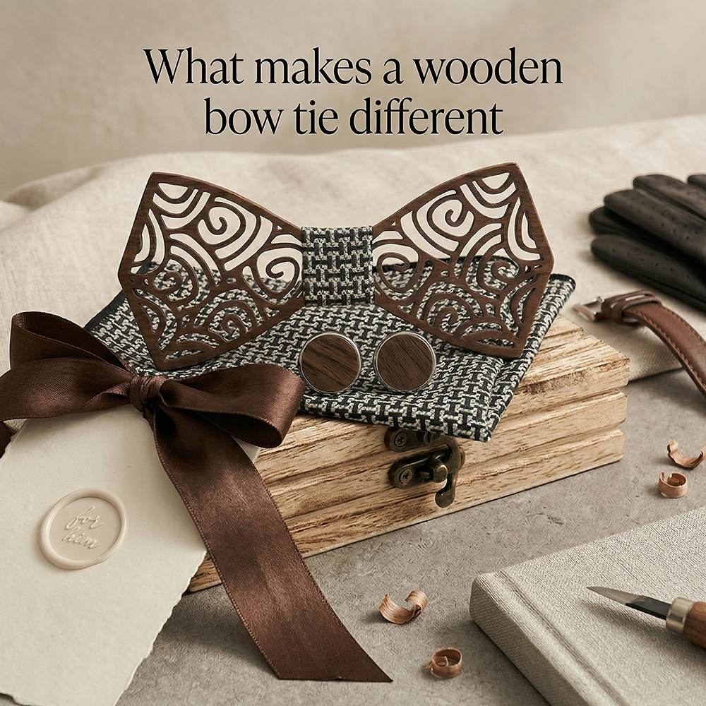 M413 M413  Spiral Swirl Cutout Bow Tie Set, Walnut — view 7