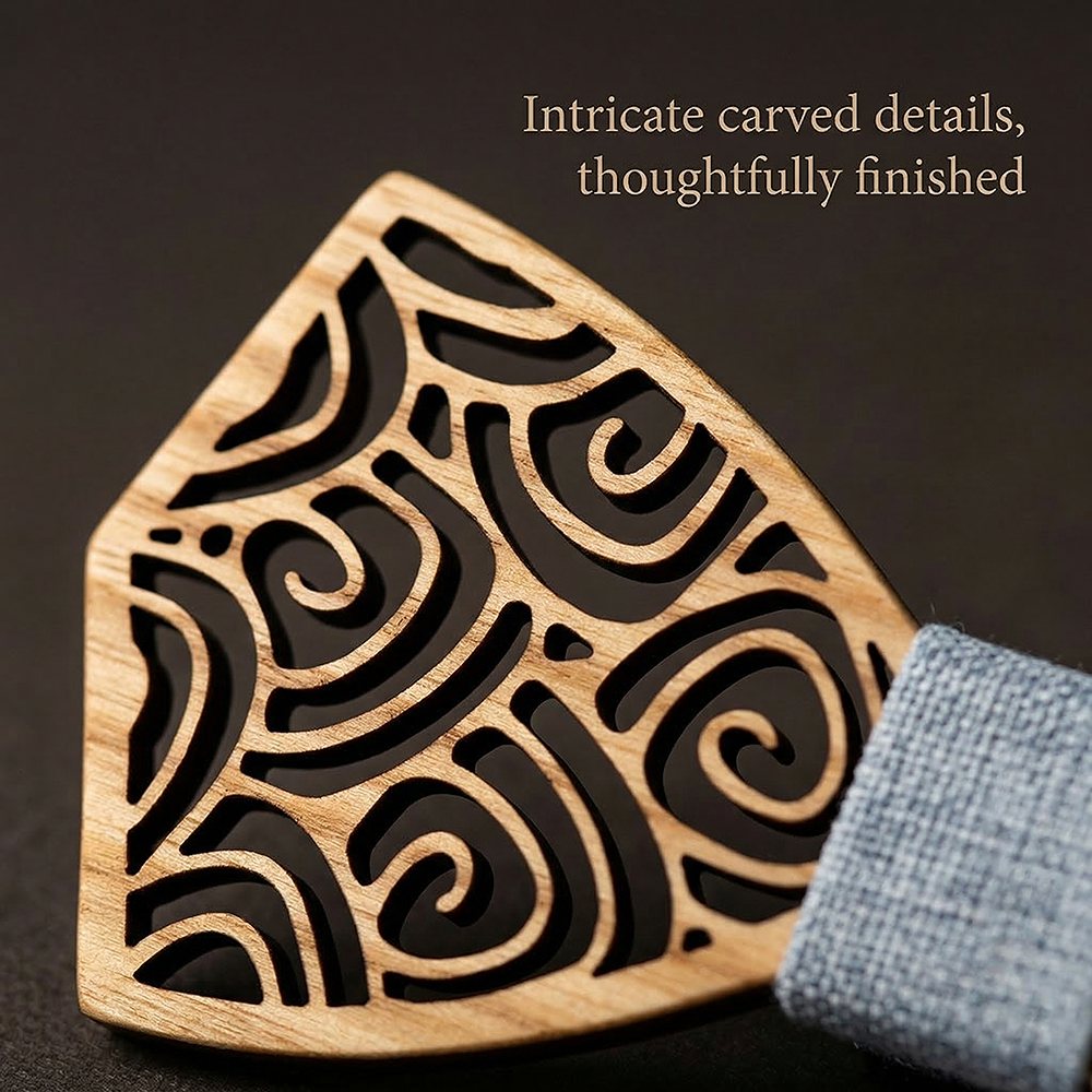 M415 M415  Spiral Swirl Cutout Bow Tie Set, Maple — view 2