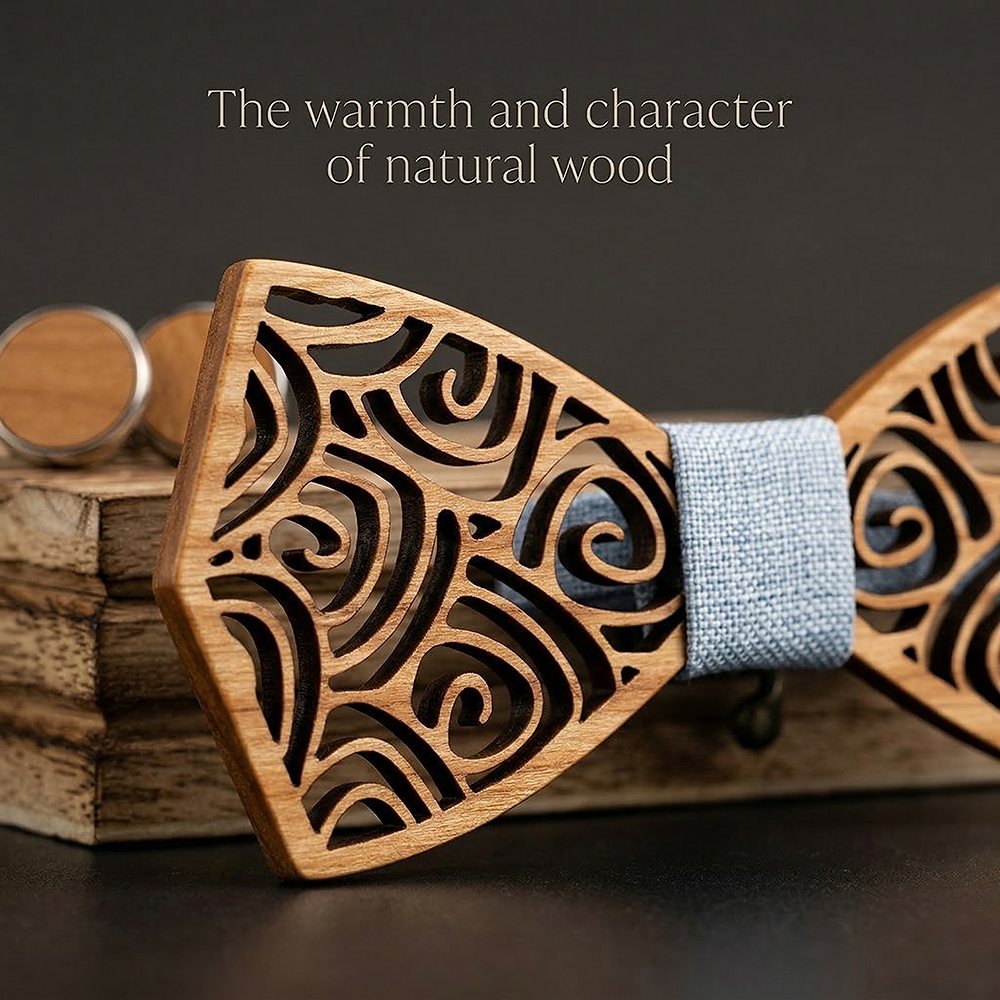 M415 M415  Spiral Swirl Cutout Bow Tie Set, Maple — view 4