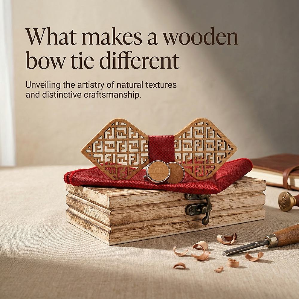 M416 M416  Greek Key Cutout Bow Tie Set, Maple — view 7