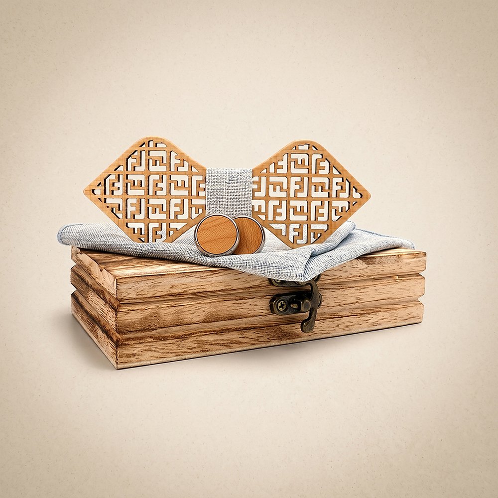 M416 M416  Greek Key Cutout Bow Tie Set, Maple — colour C4