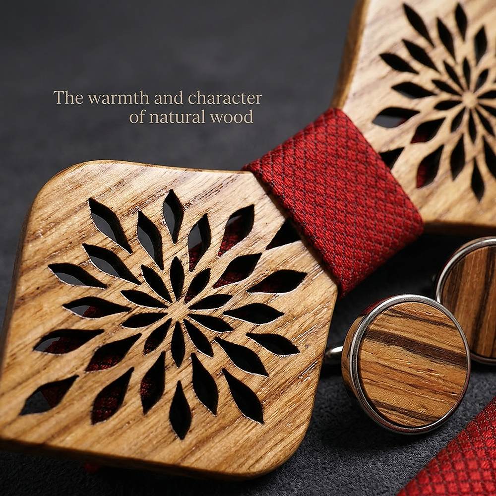 M417 M417  Snowflake Floral Bow Tie Set, Zebrawood — view 4