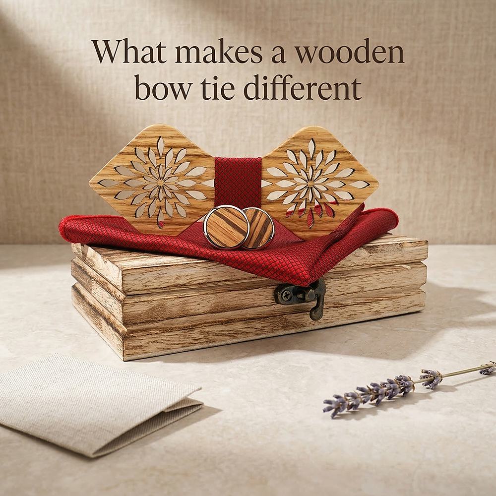 M417 M417  Snowflake Floral Bow Tie Set, Zebrawood — view 8