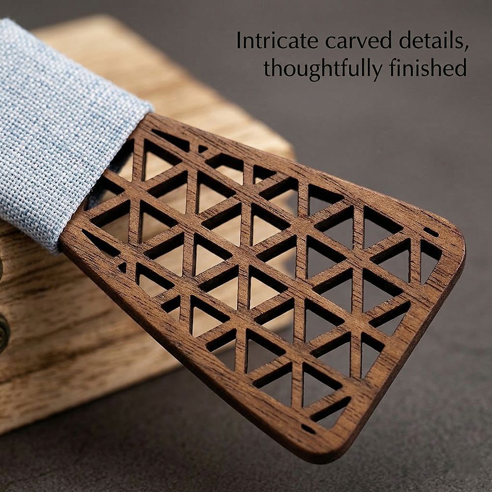 M418 M418  Triangle Grid Cutout Bow Tie Set, Walnut — view 2