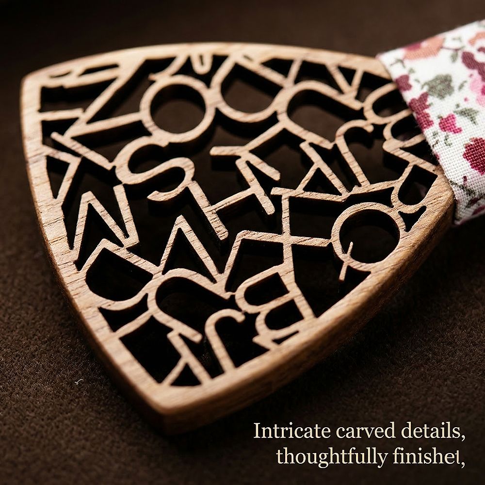 M420 M420  Alphabet Letter Cutout Bow Tie Set, Walnut — view 2
