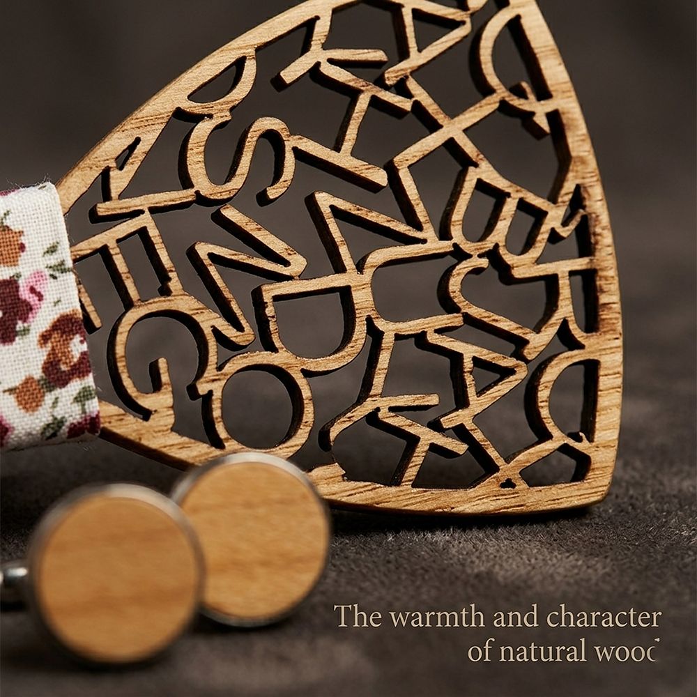 M420 M420  Alphabet Letter Cutout Bow Tie Set, Walnut — view 4