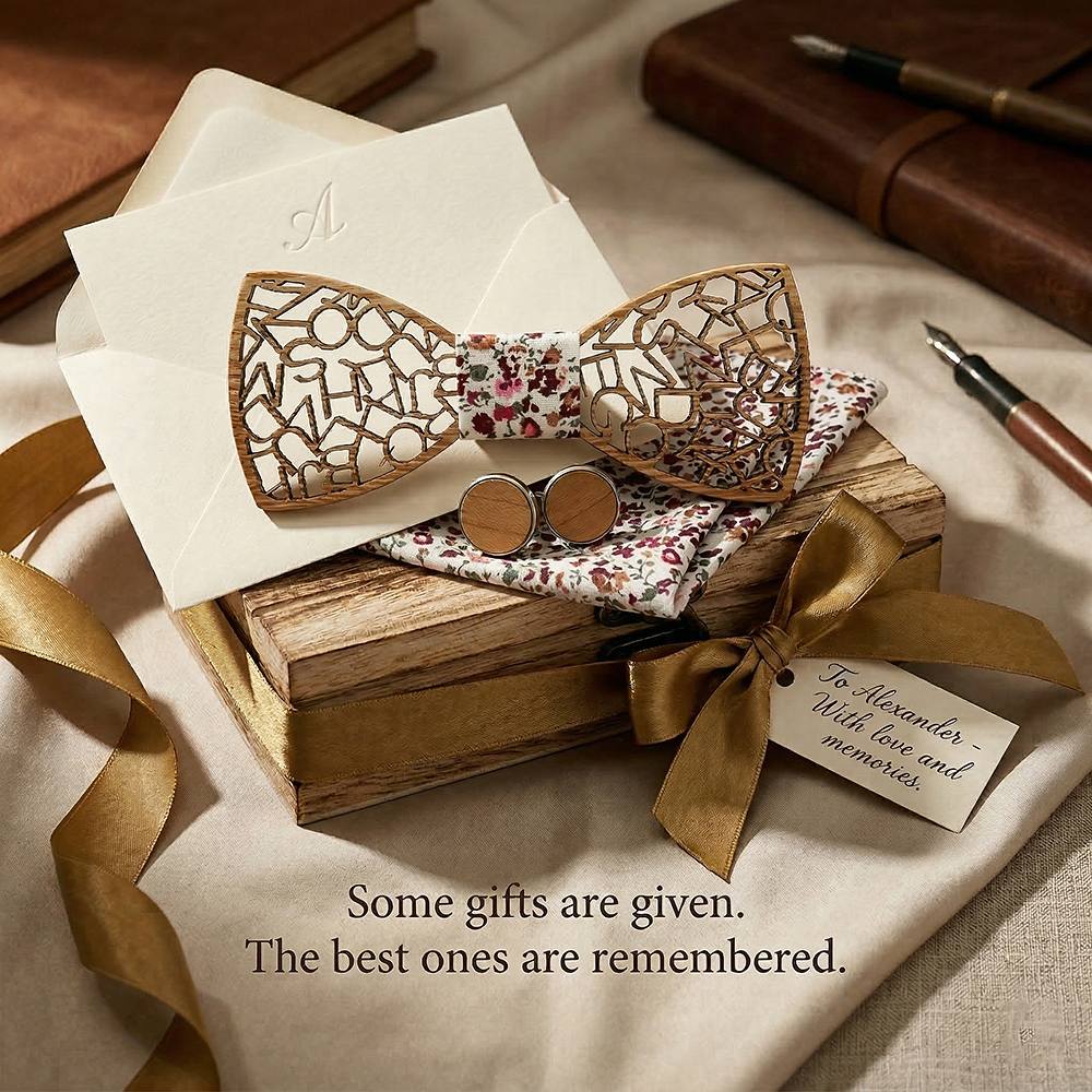 M420 M420  Alphabet Letter Cutout Bow Tie Set, Walnut — view 6