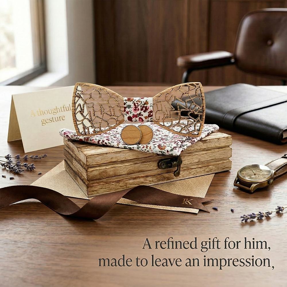 M420 M420  Alphabet Letter Cutout Bow Tie Set, Walnut — view 7