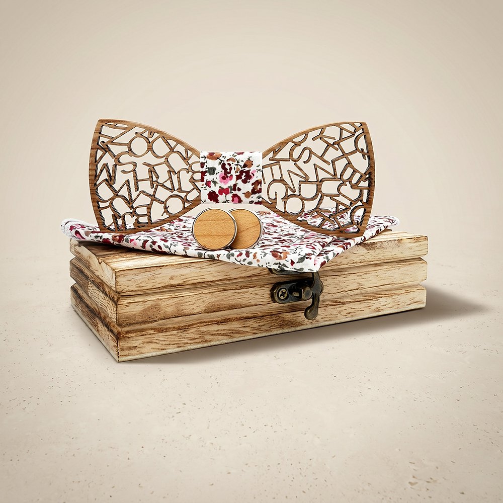 M420 M420  Alphabet Letter Cutout Bow Tie Set, Walnut — colour C1