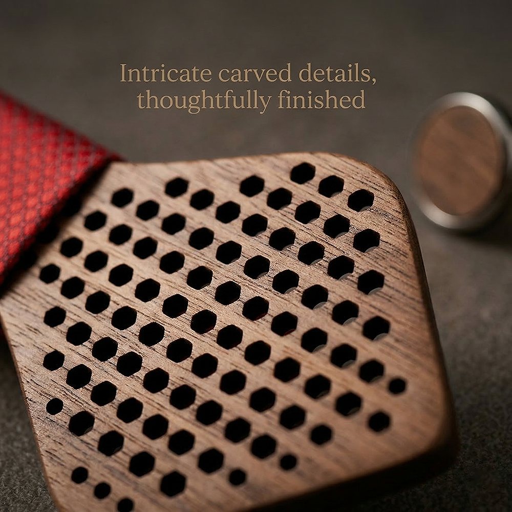 M421 M421  Polka Dot Cutout Bow Tie Set, Walnut — view 2