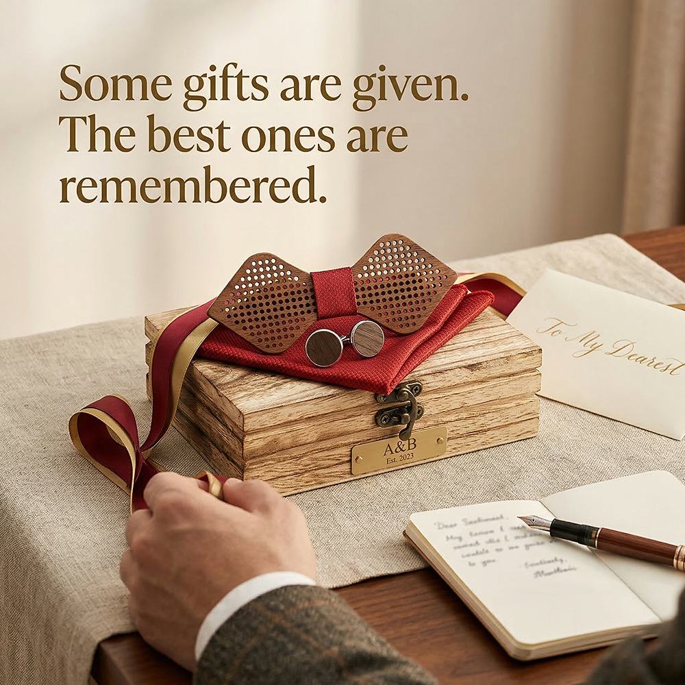 M421 M421  Polka Dot Cutout Bow Tie Set, Walnut — view 6