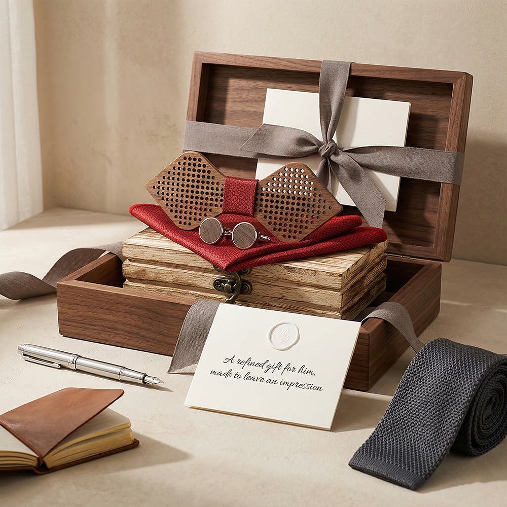 M421 M421  Polka Dot Cutout Bow Tie Set, Walnut — view 9