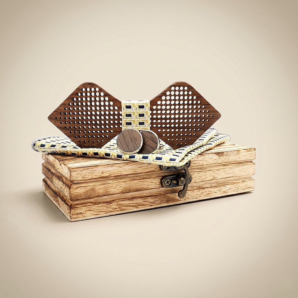M421 M421  Polka Dot Cutout Bow Tie Set, Walnut — colour C1