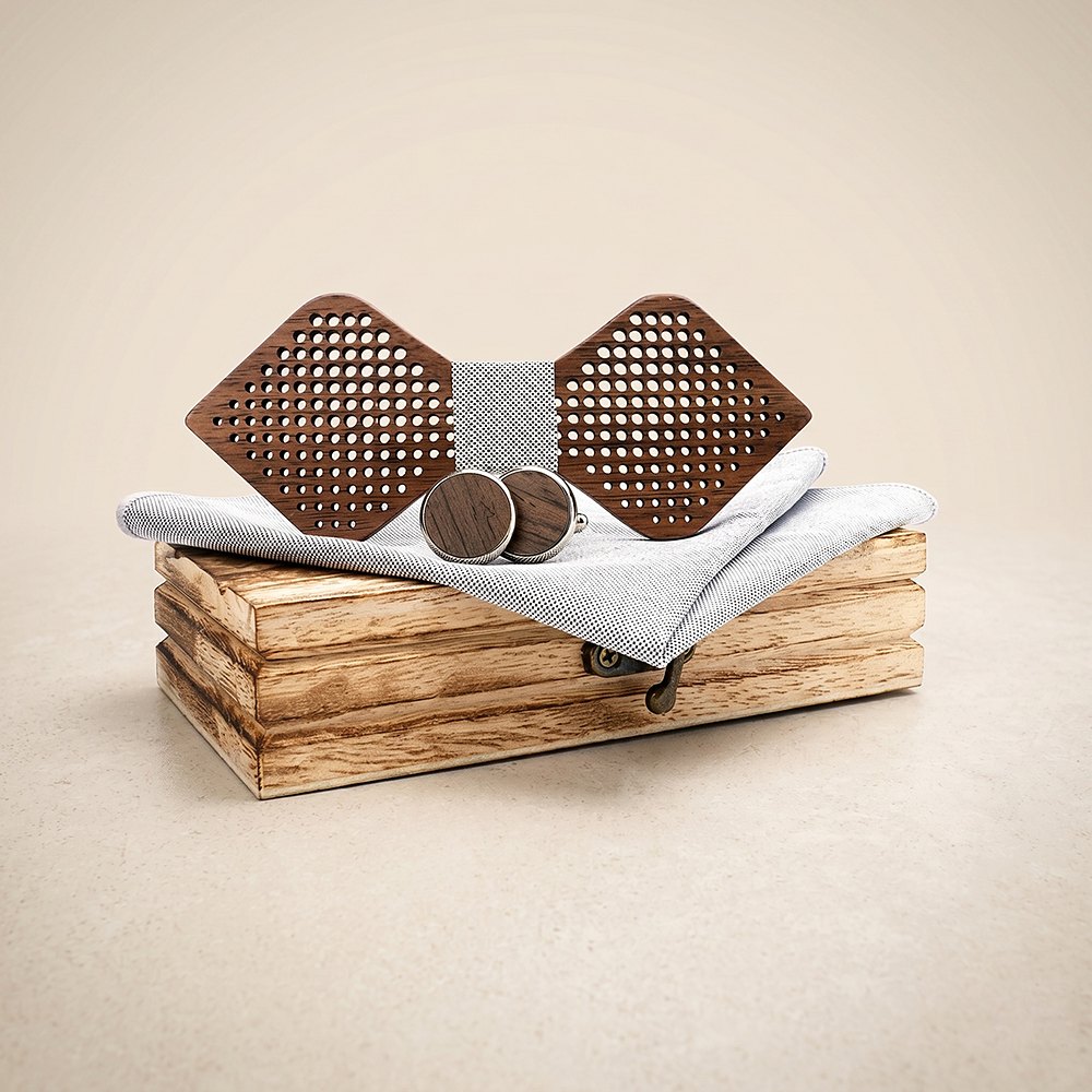 M421 M421  Polka Dot Cutout Bow Tie Set, Walnut — colour C3