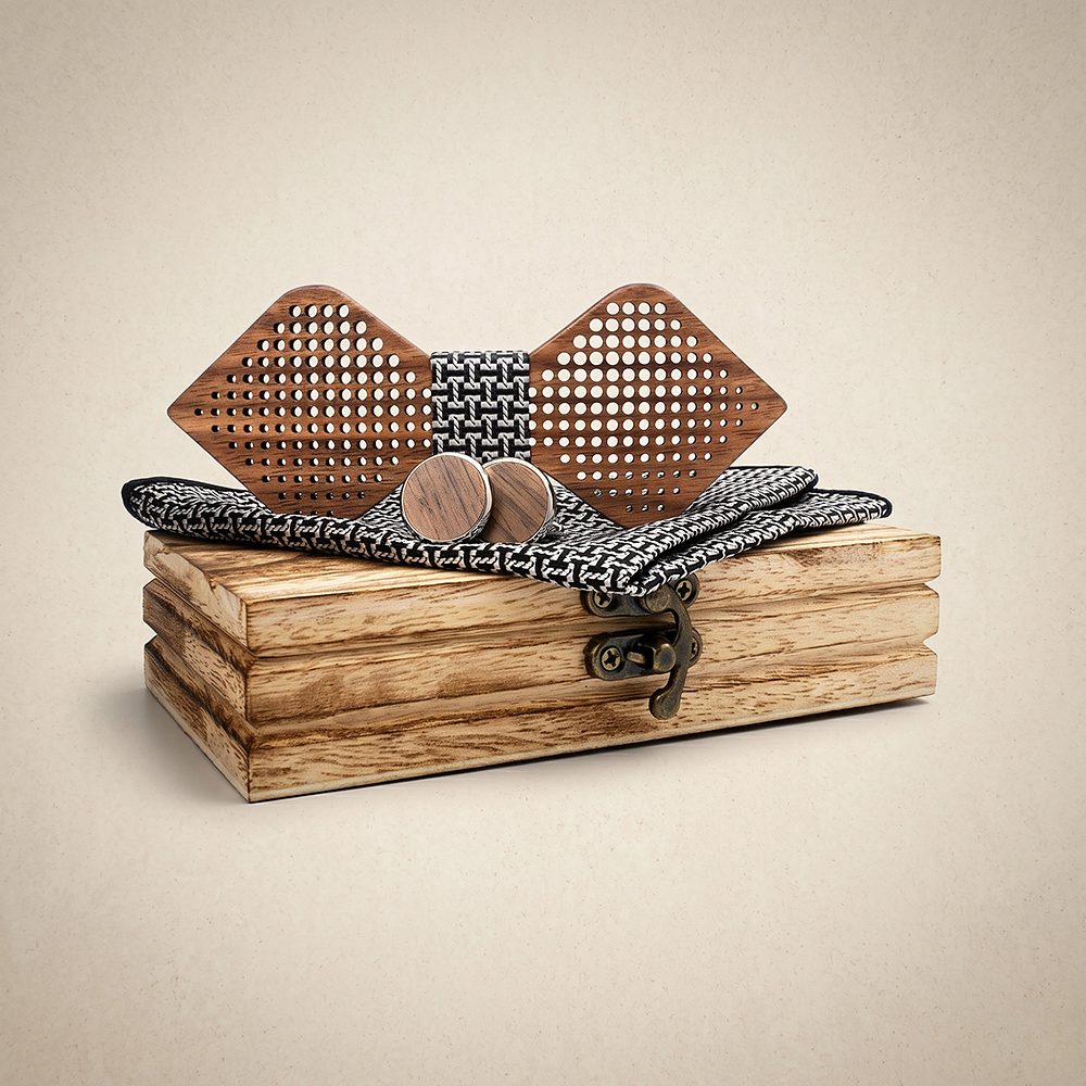 M421 M421  Polka Dot Cutout Bow Tie Set, Walnut — colour C5