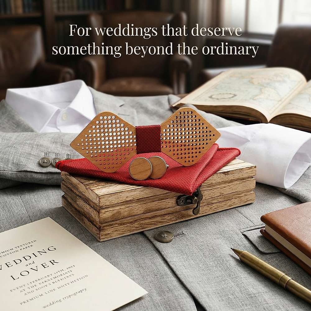 M422 M422  Dot Pattern Cutout Bow Tie Set, Maple — view 10