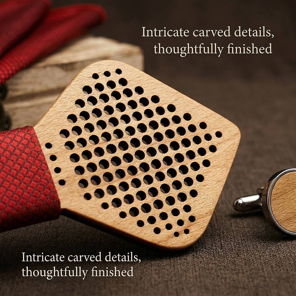 M422 M422  Dot Pattern Cutout Bow Tie Set, Maple — view 2