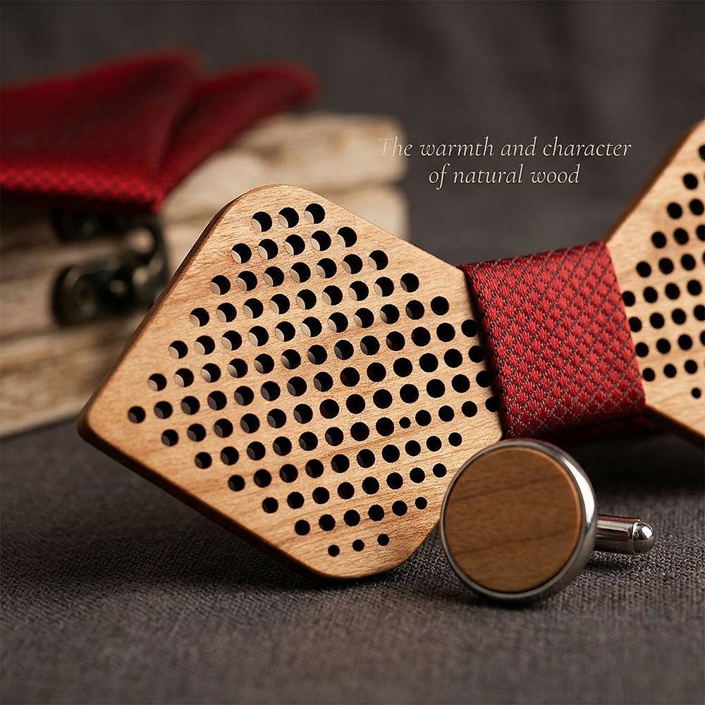 M422 M422  Dot Pattern Cutout Bow Tie Set, Maple — view 4