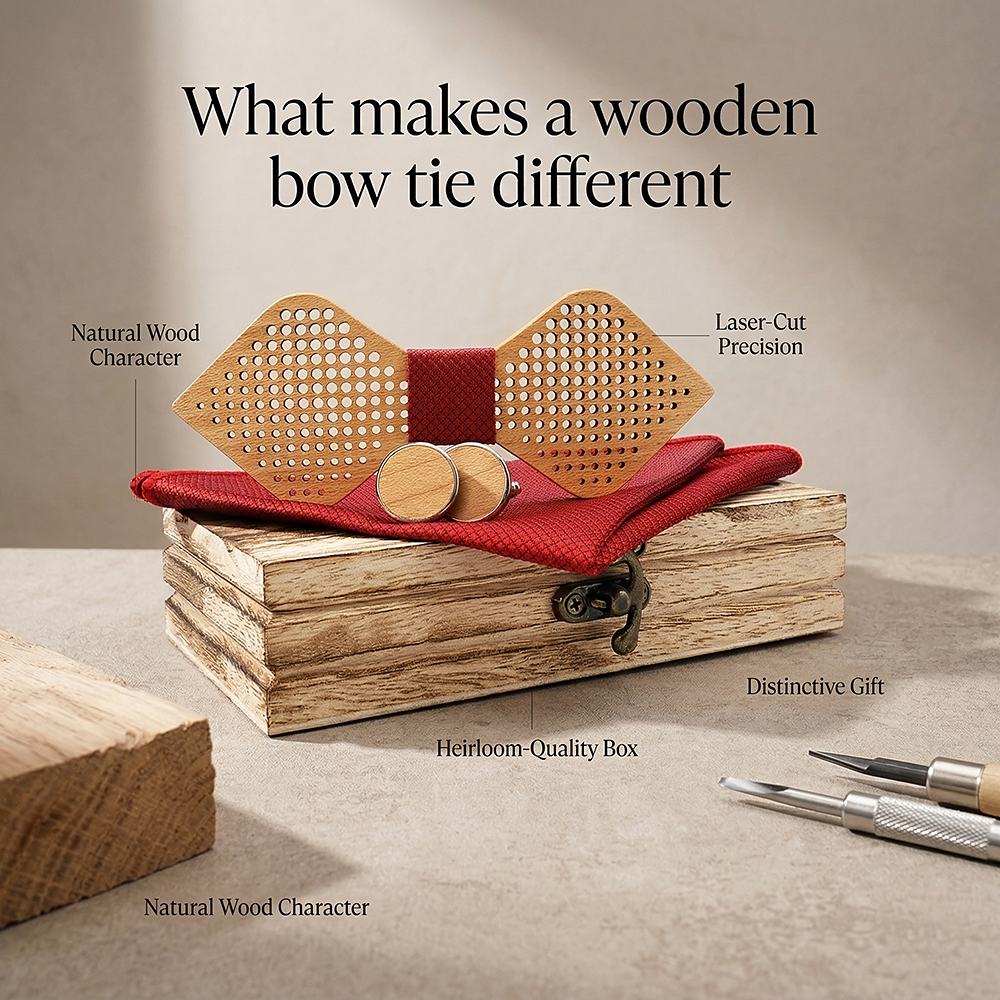 M422 M422  Dot Pattern Cutout Bow Tie Set, Maple — view 8